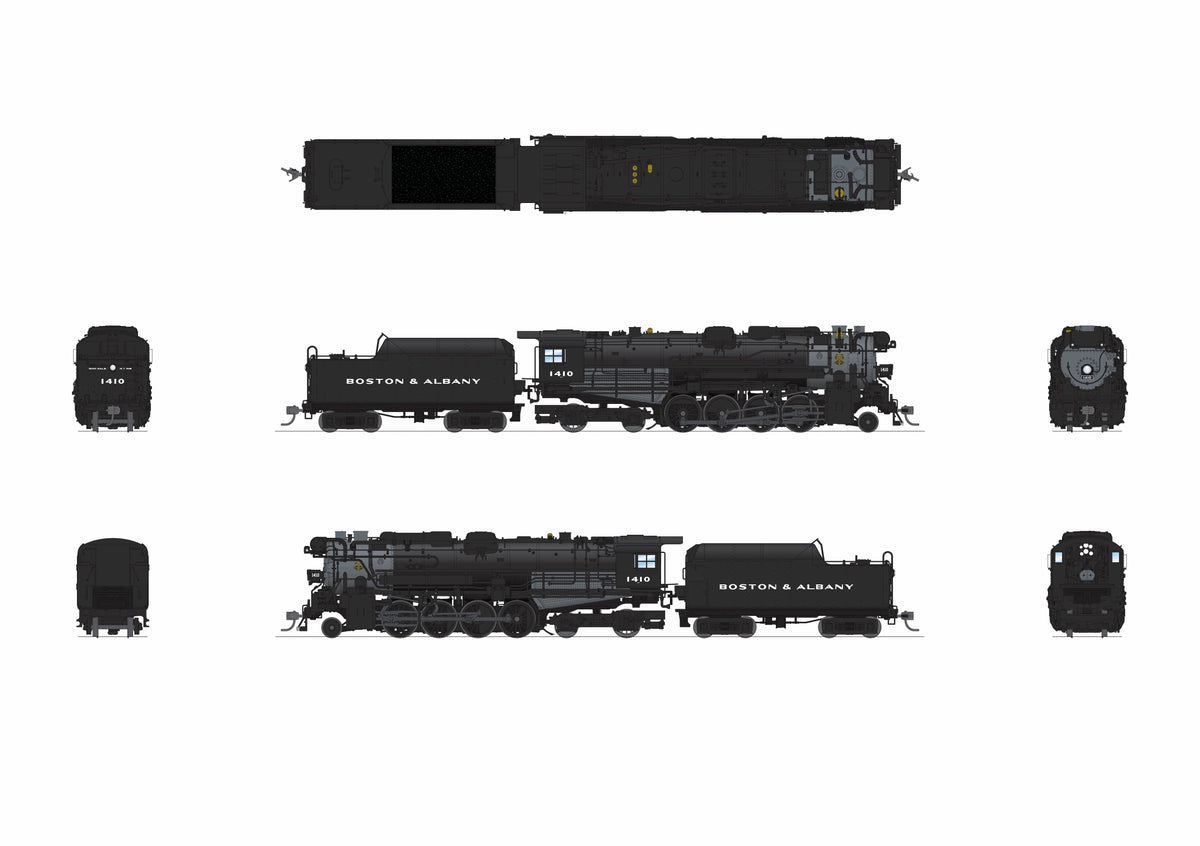 BLI 9602 Boston & Albany A1a #1410 Early 1940’s Appearance 4-axle Tender Block Lettering Paragon4 Sound/DC/DCC w/ Smoke