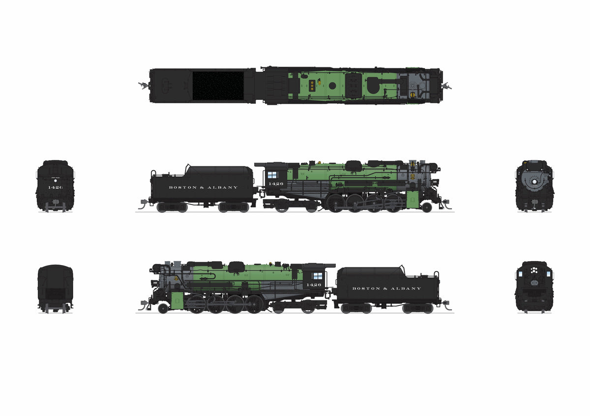 BLI 9606 Boston & Albany A1b #1426 1930’s Appearance w/ Sea Green Boiler 4-axle tender Roman Lettering Paragon4