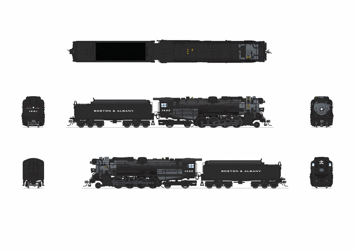 BLI 9610 Boston & Albany A1b #1442 Post-1946 Appearance 6-axle Tender Block Lettering Paragon4 Sound/DC/DCC w/ Smoke HO