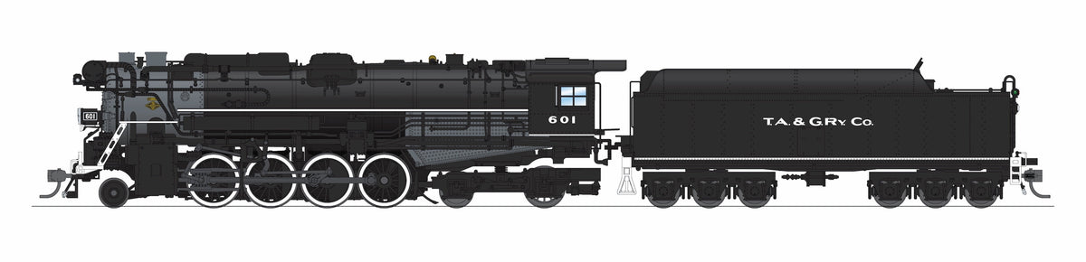 Preorder: BLI 9617 TA&G RAILWAY CO #601 WHITE WALL DRIVERS AND RUNNING BOARD TRIM NO-SOUND / DCC-READY HO - Steam