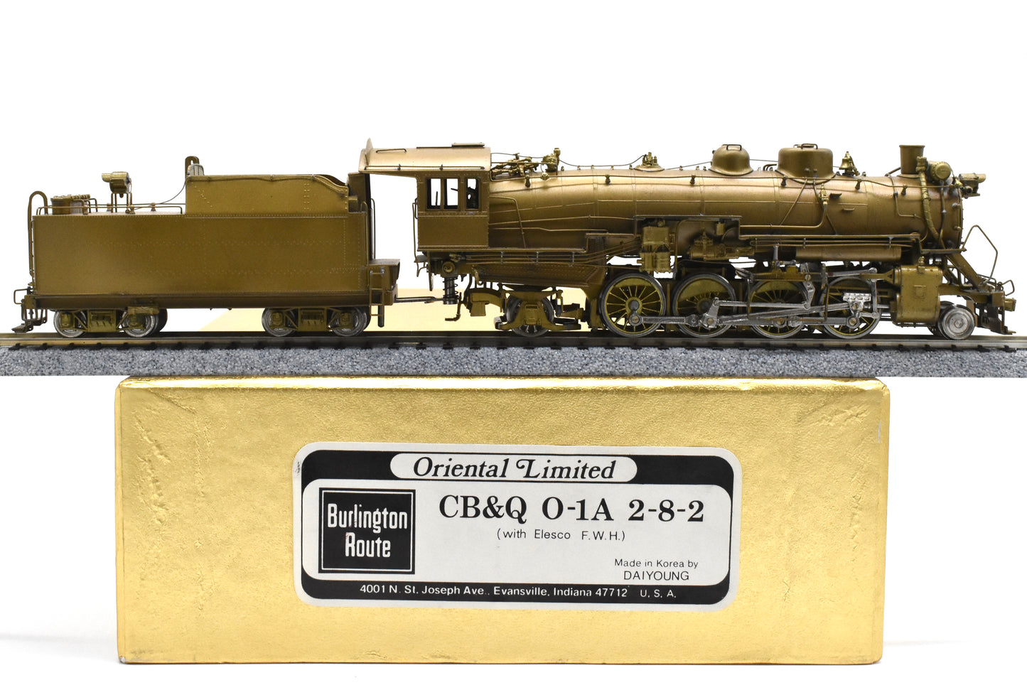 HO Brass - Oriental CB&Q Burlington O-1A 2-8-2 Elesco FWH - Unpainted Mint