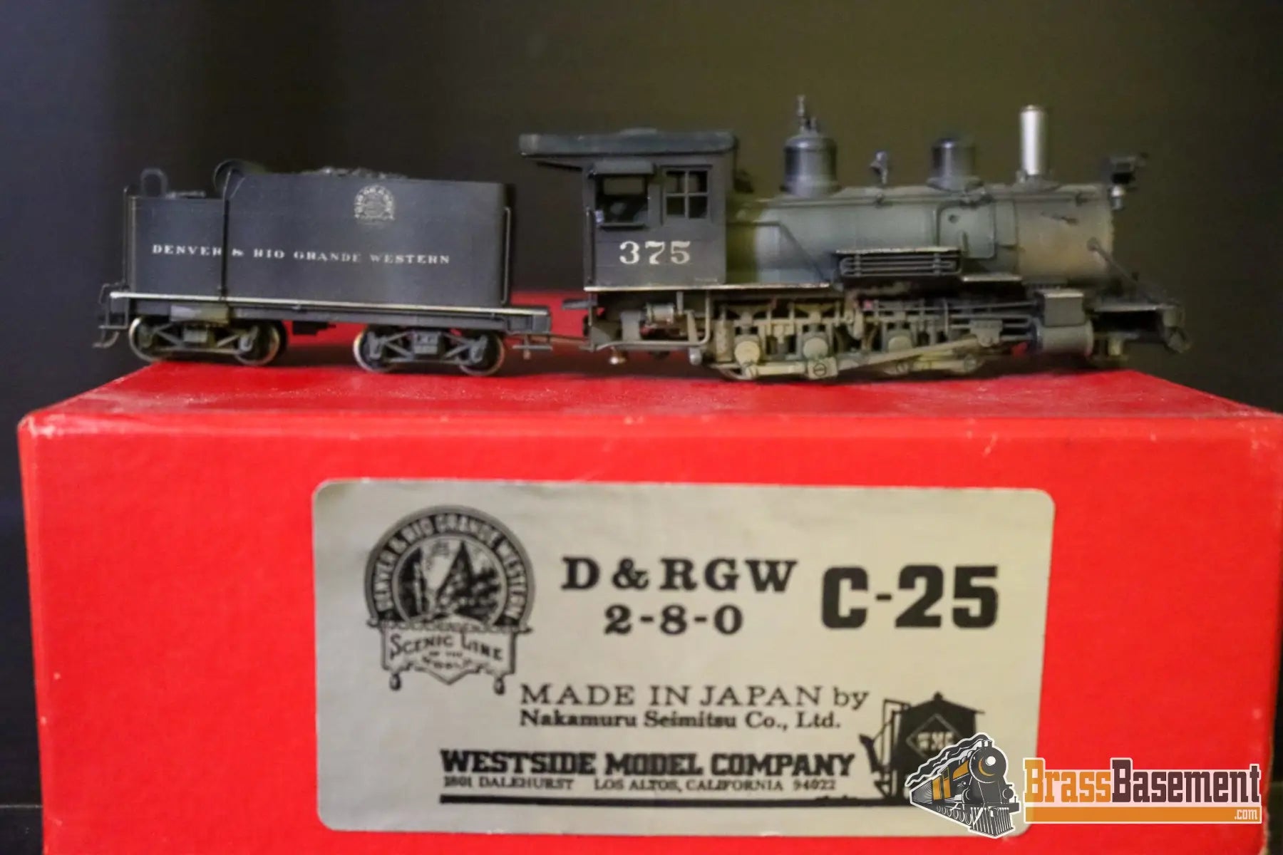 Budget Brass - HO Westside DRGW Rio Grande C-25 2-8-0 #375 - Painted - Nakamura