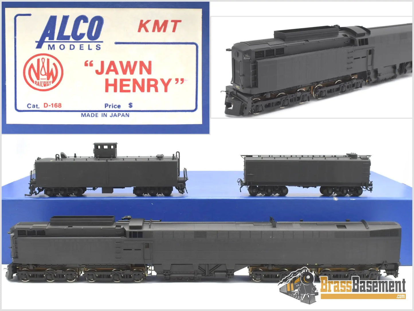 Ho Brass - Alco Imports Norfolk And Western N&W Jawn Henry Steam-Turbine Painted Black Turbine