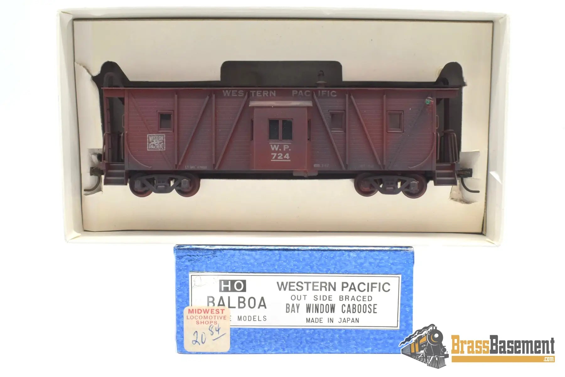 Ho Brass - Balboa Western Pacific Wp Outside Braced Bay Window Caboose Custom Paint Freight