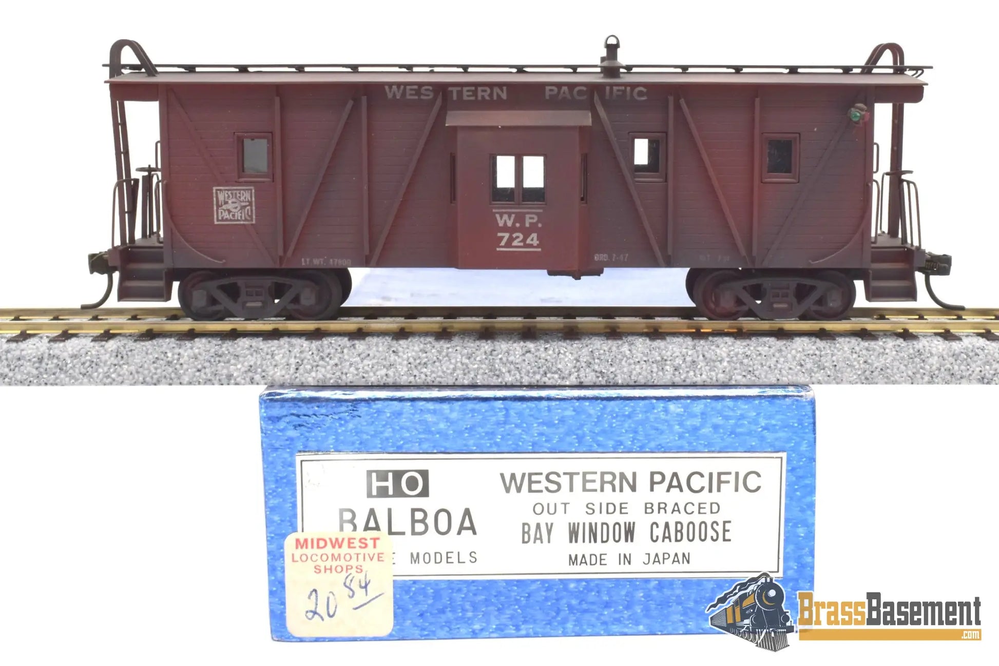 Ho Brass - Balboa Western Pacific Wp Outside Braced Bay Window Caboose Custom Paint Freight