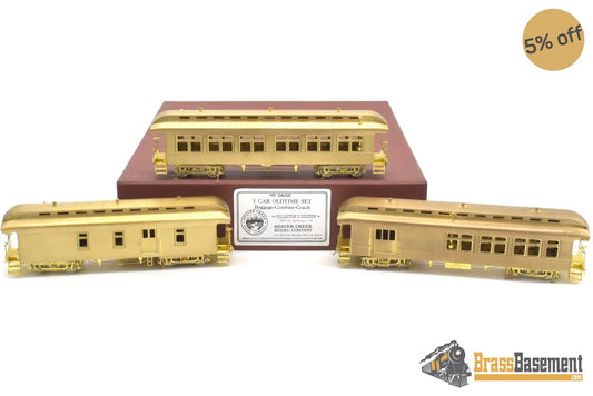 Ho Brass - Beaver Creek Old Time 3 Car Set Coach - Combine - Baggage Unpainted Passenger