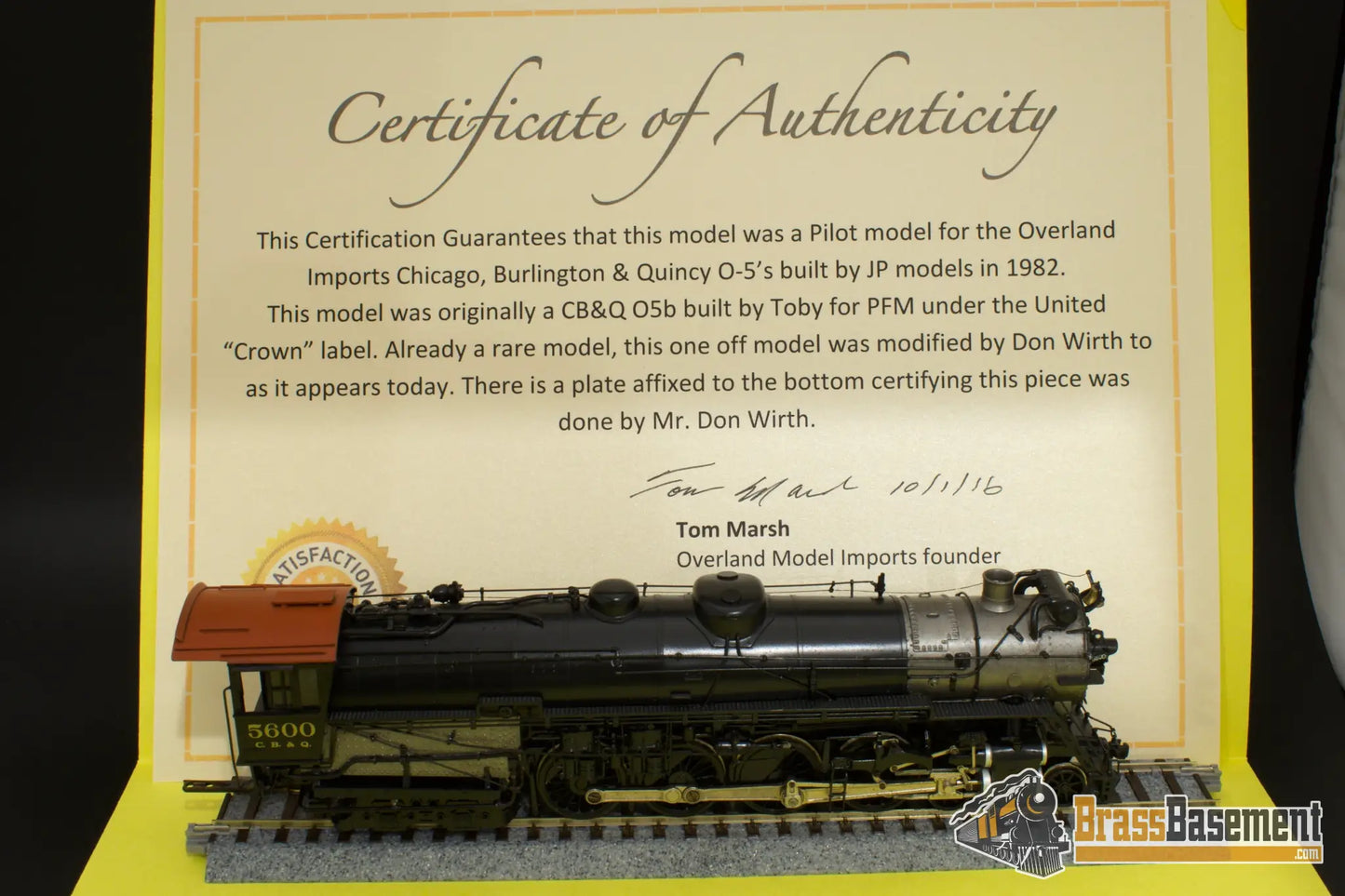 Ho Brass - Birthmark Cb&Q Burlington O - 5 4 - 8 - 4 Omi Pilot Model One Of Pro Paint Steam