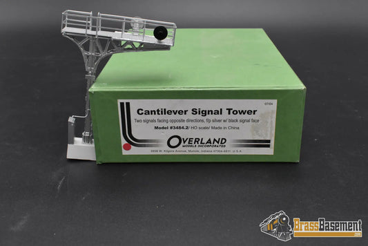 HO Brass – OMI 3484.2 Cantilever Signal Tower – F/P Silver w/ Black Face – Mint – Made in China Accessory