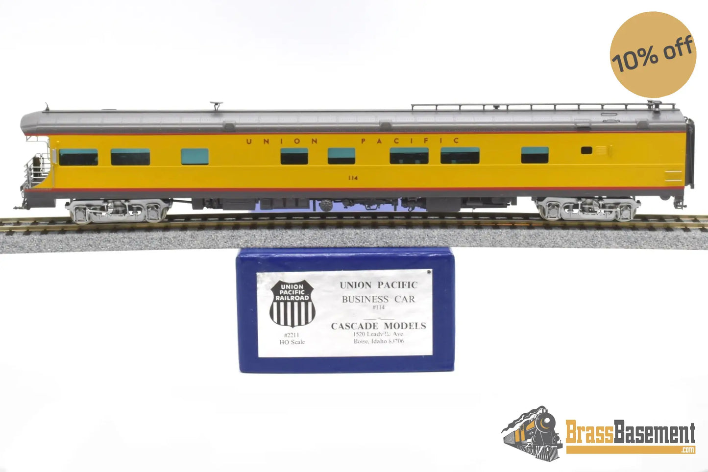 Ho Brass - Cascade Models Up Union Pacific Business Car #114 Boyd Reyes C/P Soundcar Installed