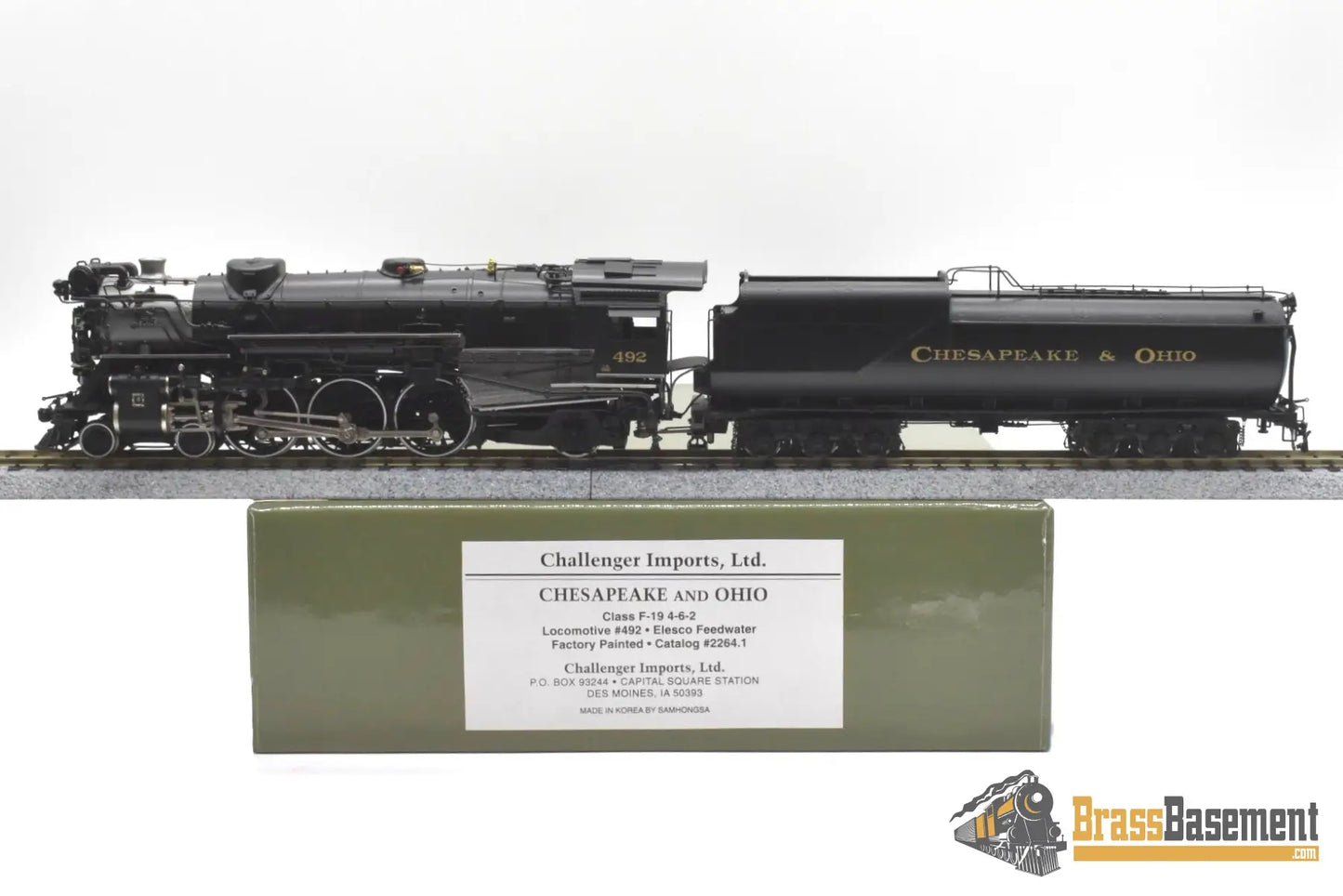 Ho Brass - Challenger Imports Chesapeake & Ohio C&O F-19 4-6-2 Pacific #492 Elesco Fwh Fp Steam