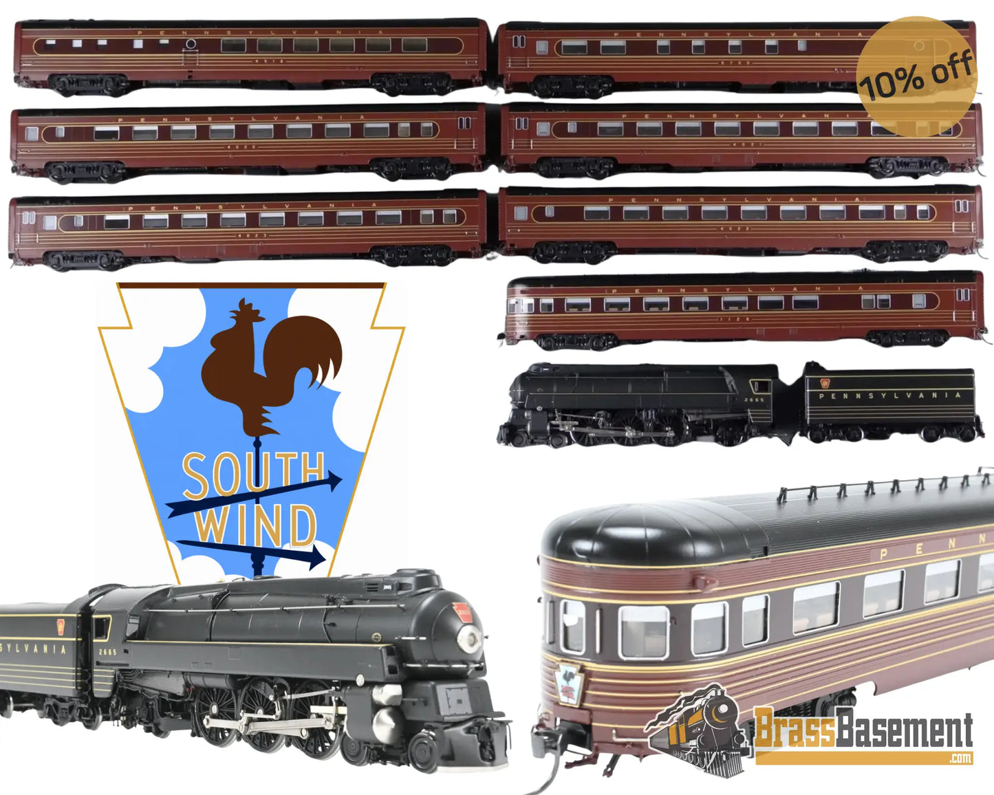 HO Brass - Challenger Imports CIL Pennsylvania RR ‘Southwind’ FOM 7 Car Set w/ Streamlined K-4s 4-6-2 - NIB - Diesel