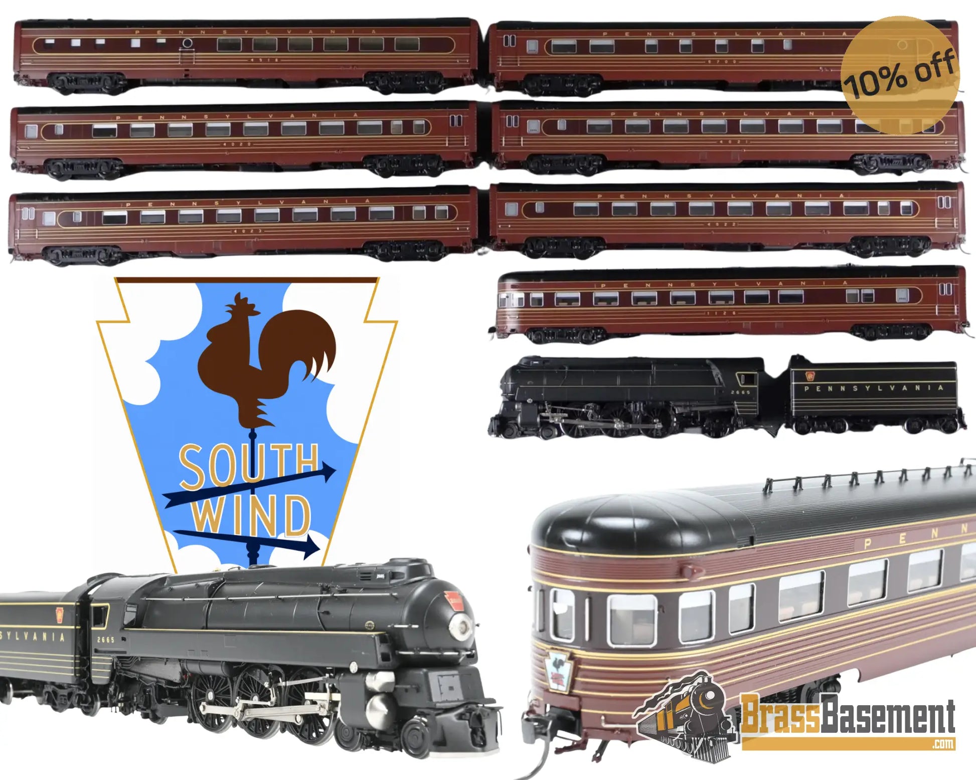 HO Brass - Challenger Imports CIL Pennsylvania RR ‘Southwind’ FOM 7 Car Set w/ Streamlined K-4s 4-6-2 - NIB - Diesel