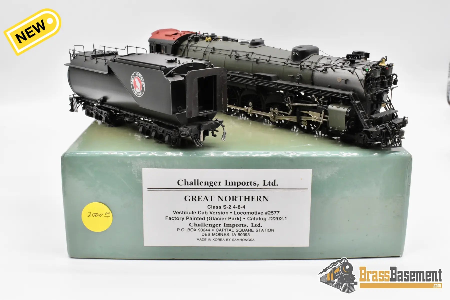 HO Brass - CIL 2202.1 Great Northern GN S-2 4-8-4 #2577 Glacier Park VESTIBULE Cab - Samhongsa Steam