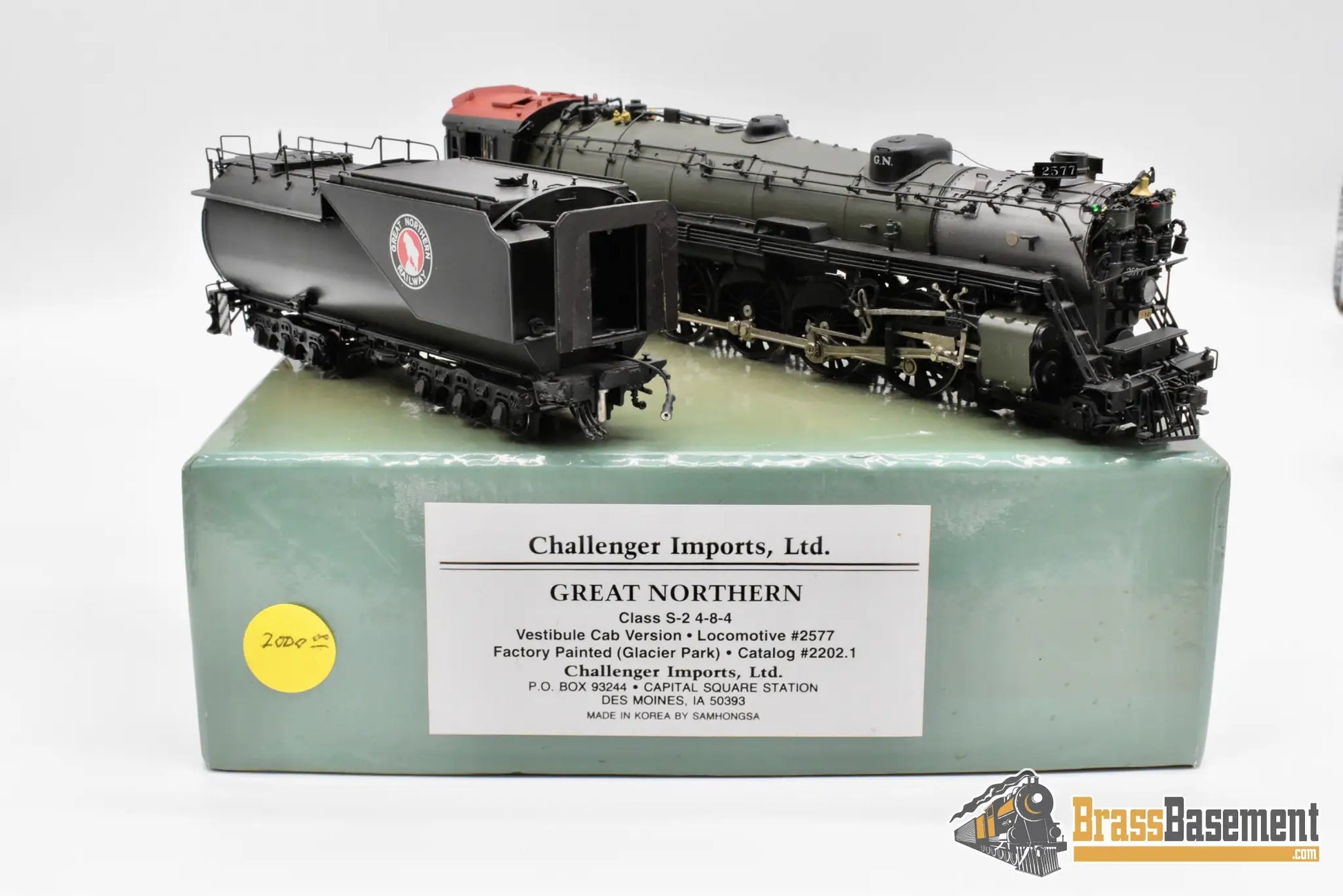 HO Brass - CIL 2202.1 Great Northern GN S-2 4-8-4 #2577 Glacier Park VESTIBULE Cab - Samhongsa Steam