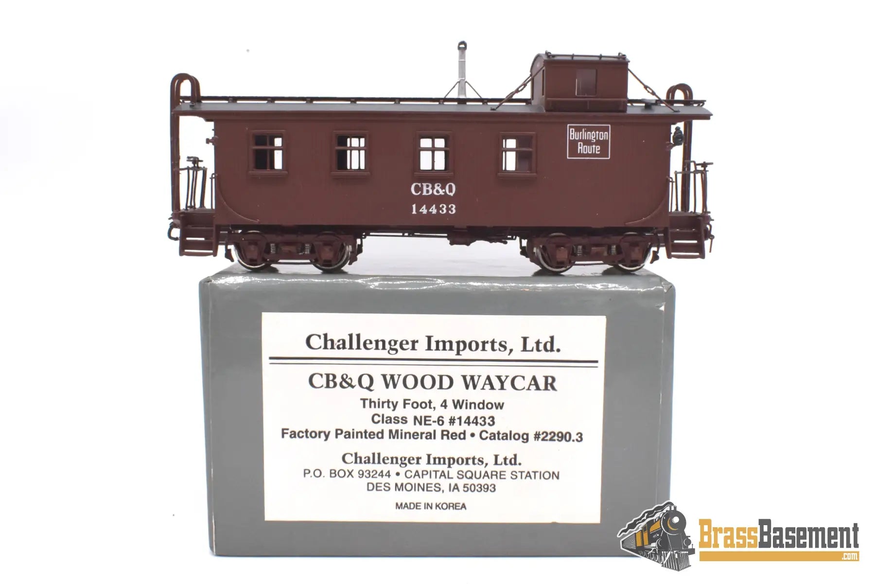 Ho Brass - Cil 2290.3 Cb&Q Burlington Wood Waycar Caboose #14433 Factory Paint