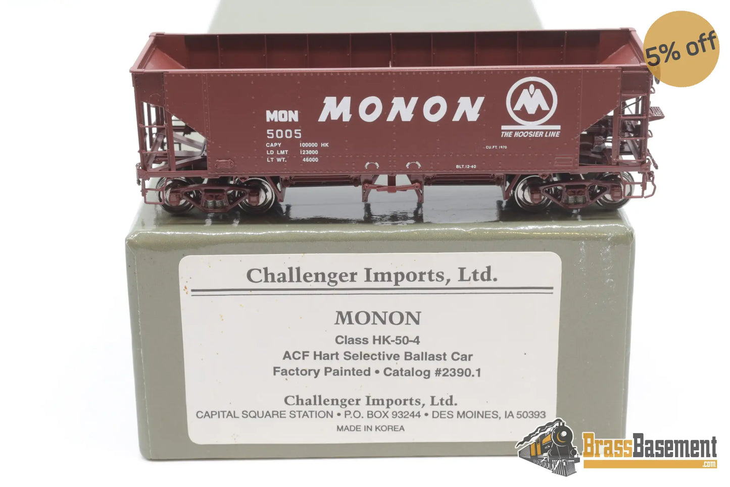 Ho Brass - Cil 2390.1 Monon Ballast Hopper Hk - 50 - 4 Factory Paint Freight