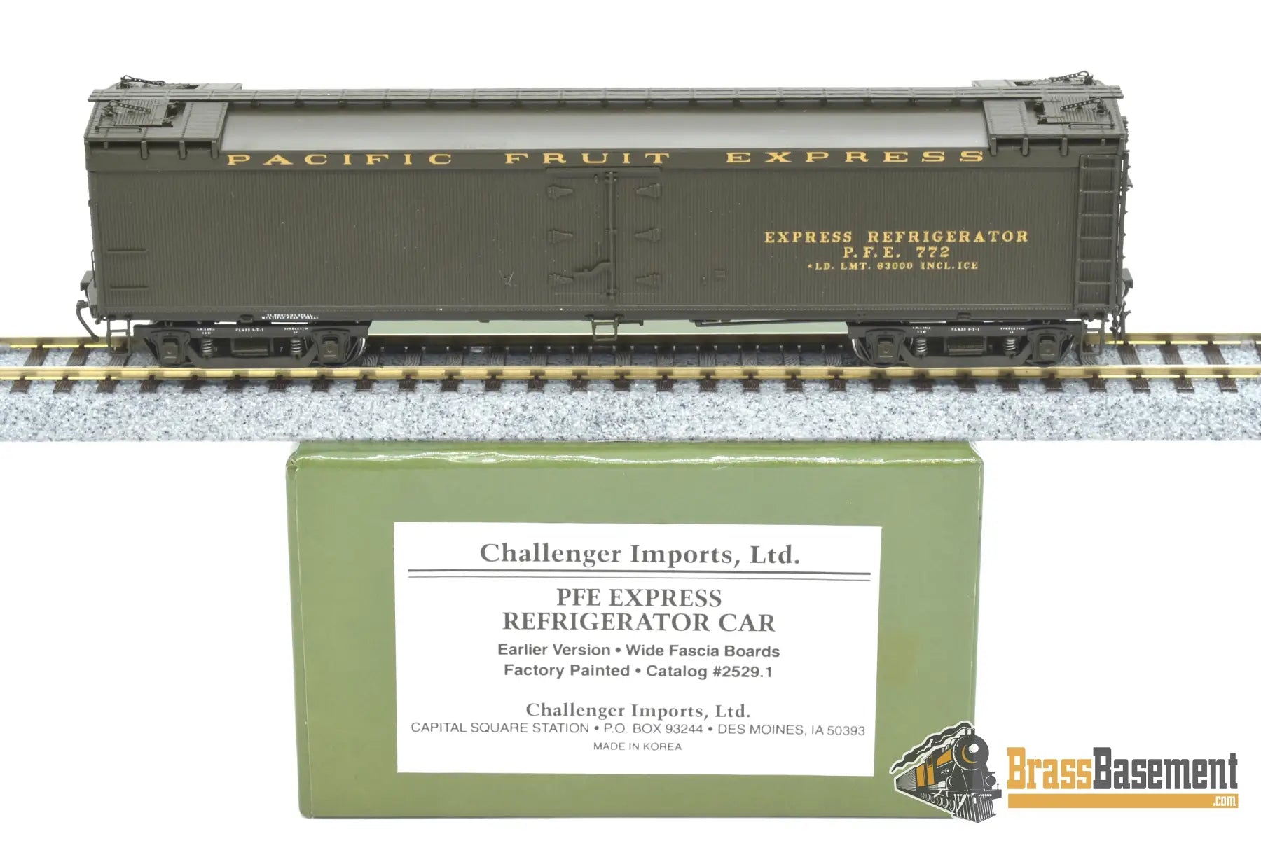 Ho Brass - Cil 2529.1 Pacific Fruit Express Refrigerator Car Early Version Factory Paint Passenger