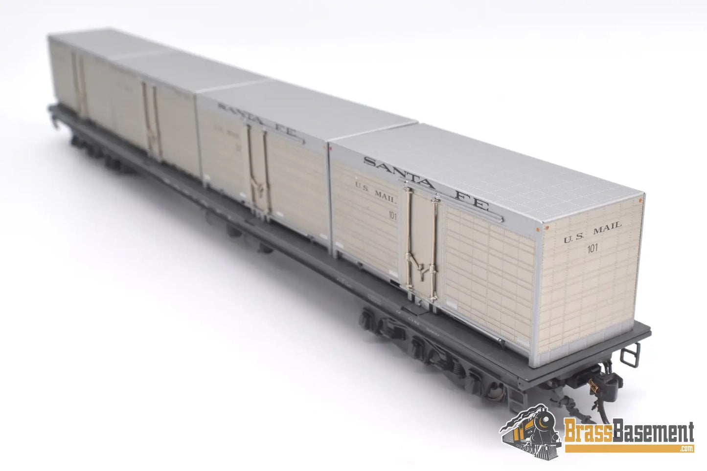 Ho Brass - Coach Yard 0477.1 Atsf Santa Fe Mail Container Flat #207 Factory Painted Sam - Tech