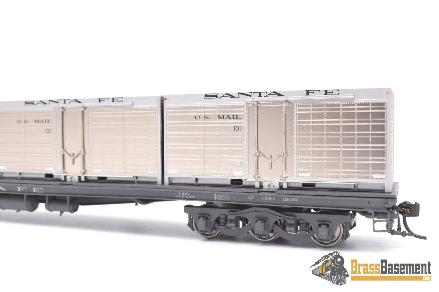 Ho Brass - Coach Yard 0477.1 Atsf Santa Fe Mail Container Flat #207 Factory Painted Sam - Tech