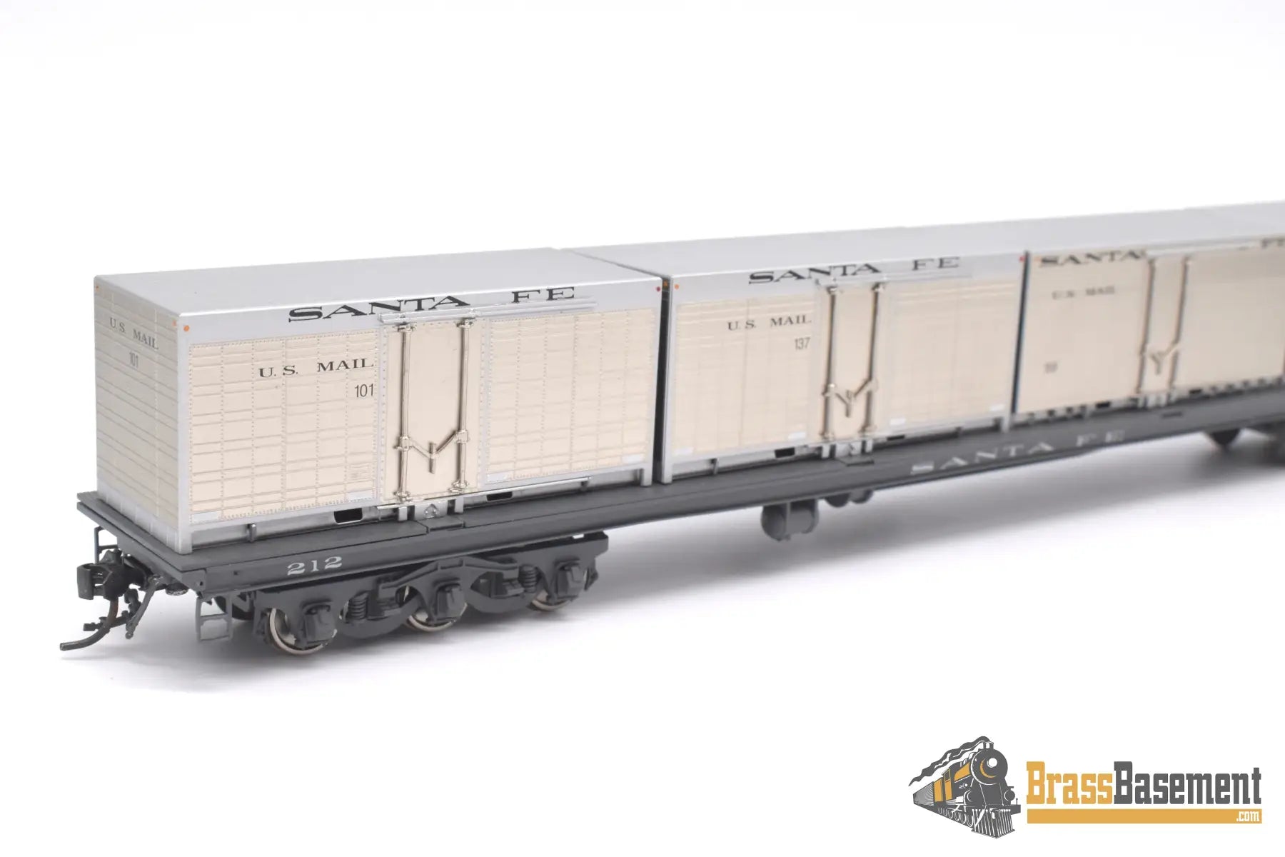 Ho Brass - Coach Yard 0477.1 Atsf Santa Fe Mail Container Flat #212 Factory Painted Sam - Tech