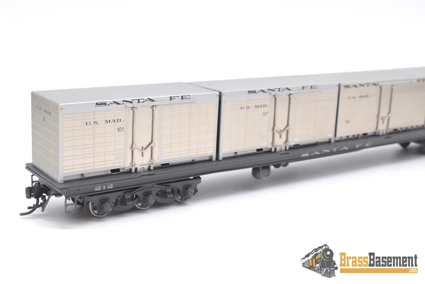 Ho Brass - Coach Yard 0477.1 Atsf Santa Fe Mail Container Flat #212 Factory Painted Sam - Tech