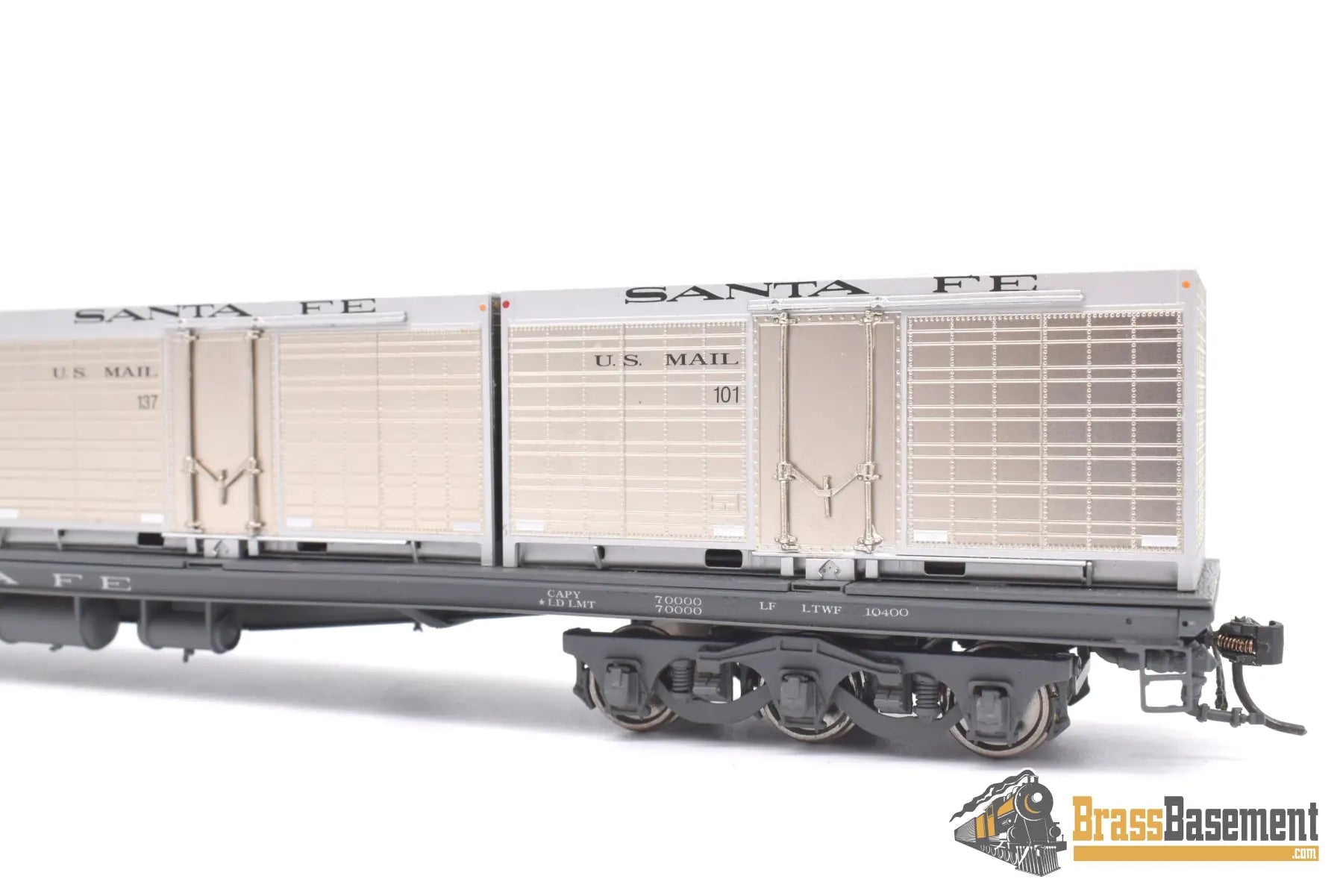 Ho Brass - Coach Yard 0477.1 Atsf Santa Fe Mail Container Flat #212 Factory Painted Sam - Tech