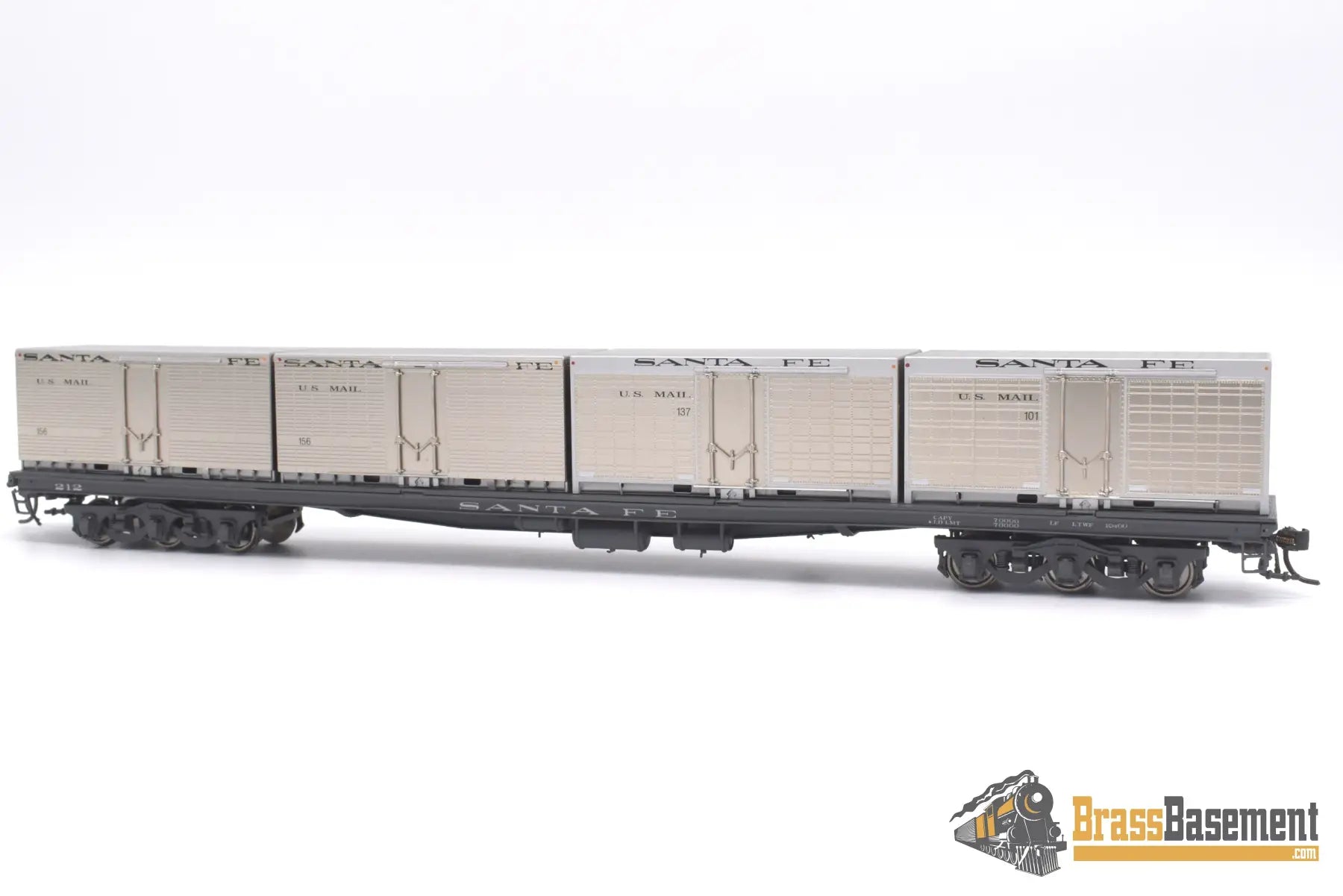 Ho Brass - Coach Yard 0477.1 Atsf Santa Fe Mail Container Flat #212 Factory Painted Sam - Tech