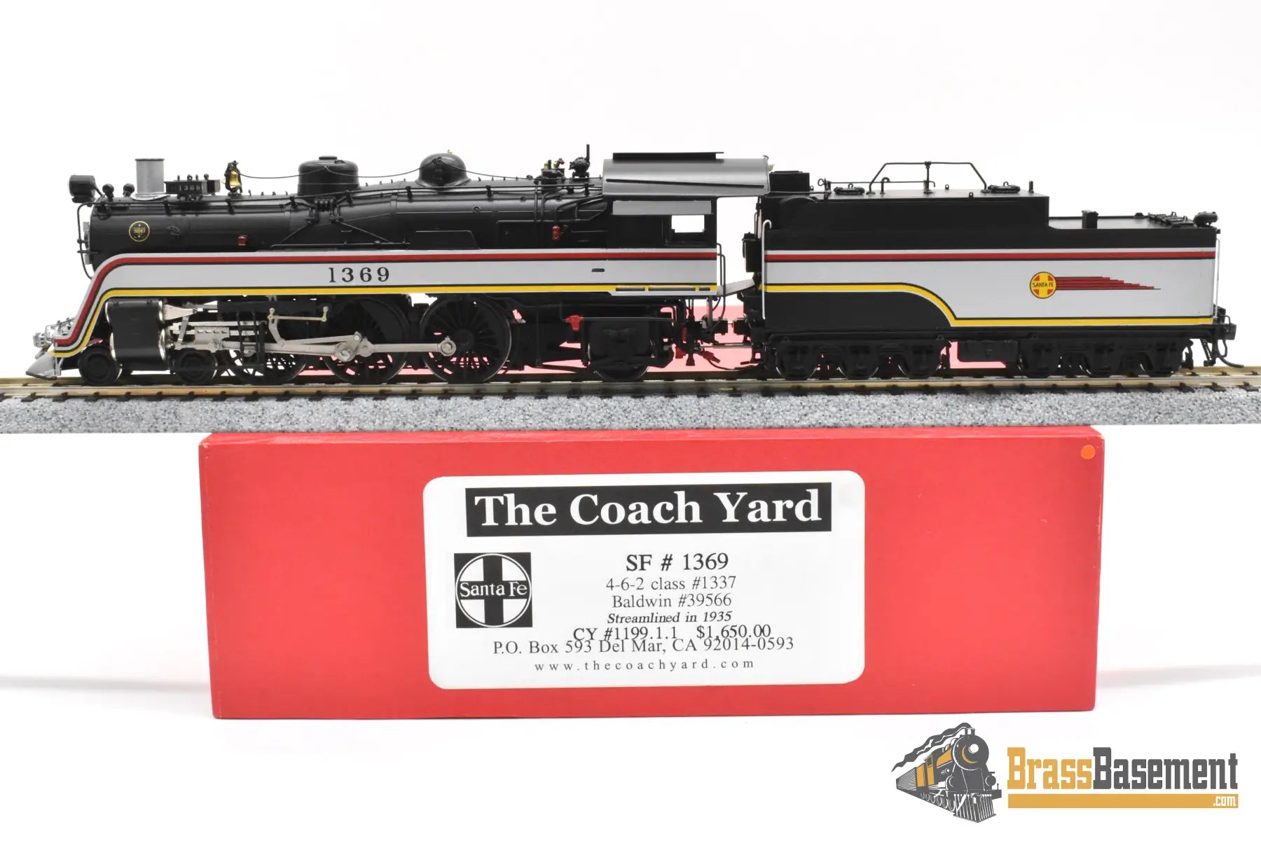 HO Brass - Coach Yard 1199.1.1 Santa Fe ATSF 4-6-2 Valley Flyer #1369 - Mint Steam