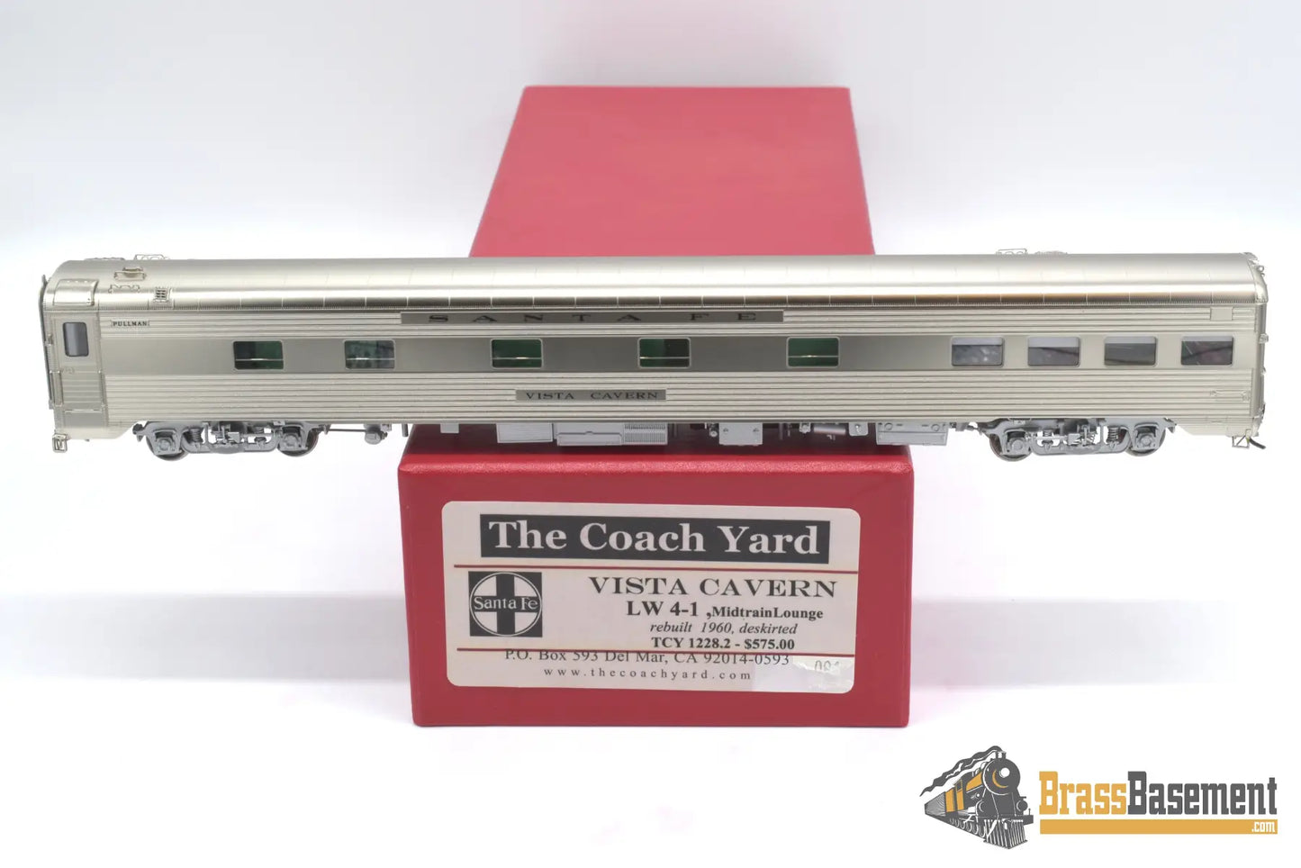 Ho Brass - Coach Yard 1228.2 Atsf Santa Fe ‘Vista Cavern’ 4 - 1 Lounge Rebuilt 1960 For