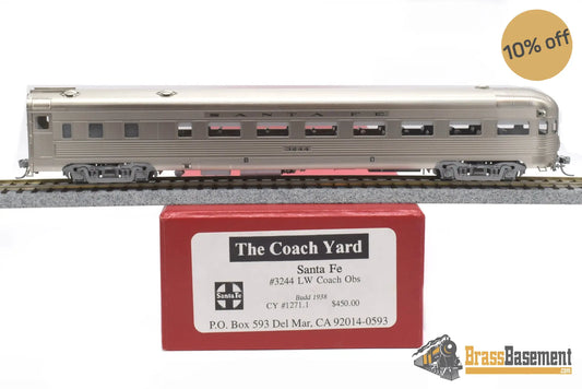 Ho Brass - Coach Yard 1271.1 Atsf Santa Fe Lw Observation Car #3244 Factory Painted Sam - Tech