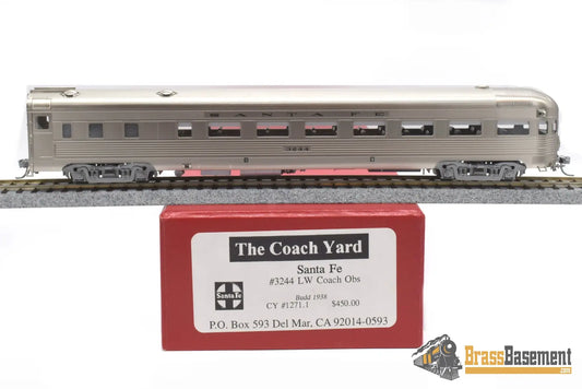 Ho Brass - Coach Yard 1271.1 Atsf Santa Fe Lw Observation Car #3244 Factory Painted Sam - Tech