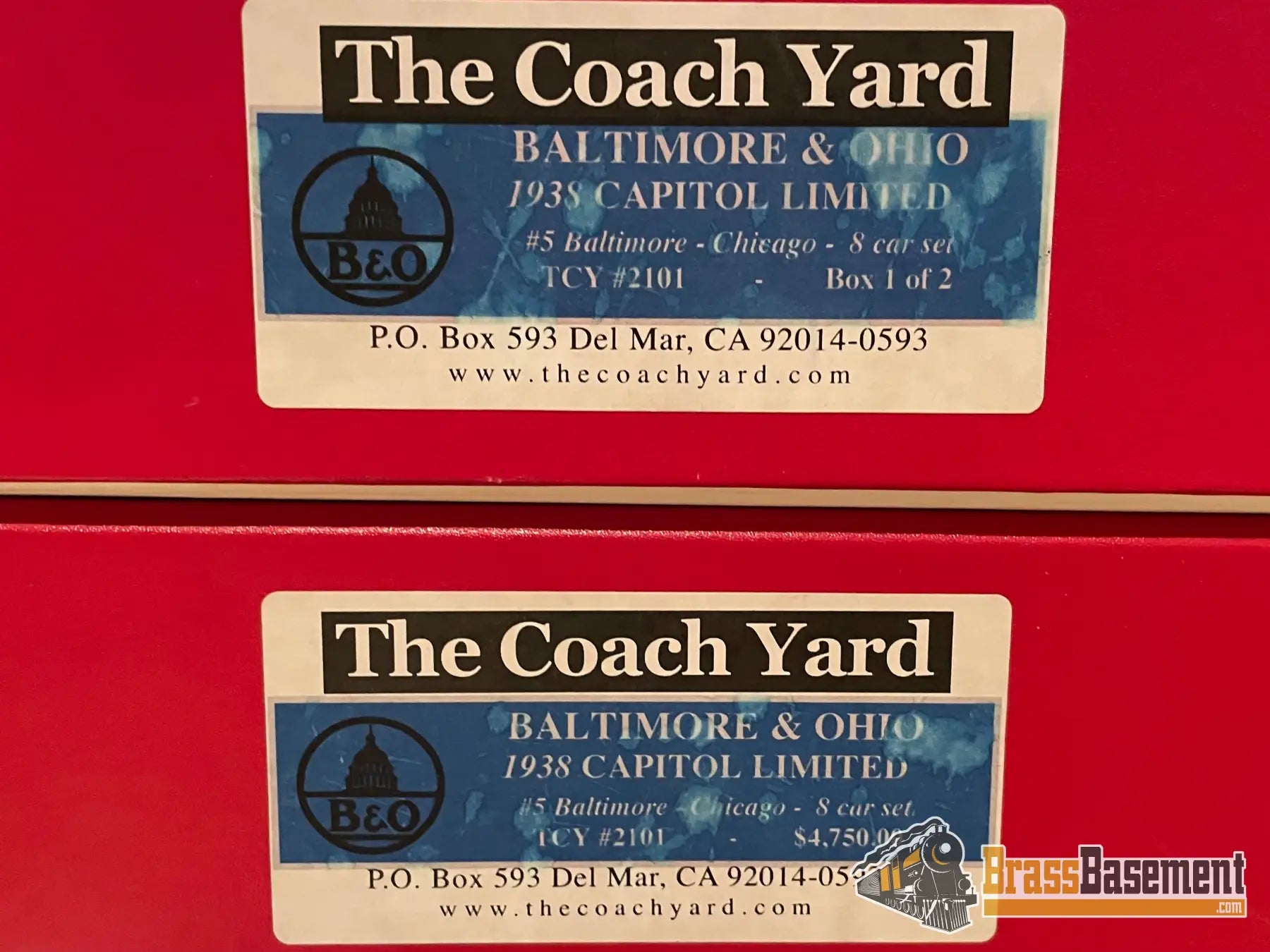 HO Brass - Coach Yard 2101 Baltimore & Ohio B&O 1938 ’Capitol Limited’ Train #5 - 8 Car Set - Passenger