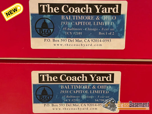 HO Brass - Coach Yard 2101 Baltimore & Ohio B&O 1938 ’Capitol Limited’ Train #5 - 8 Car Set - Passenger