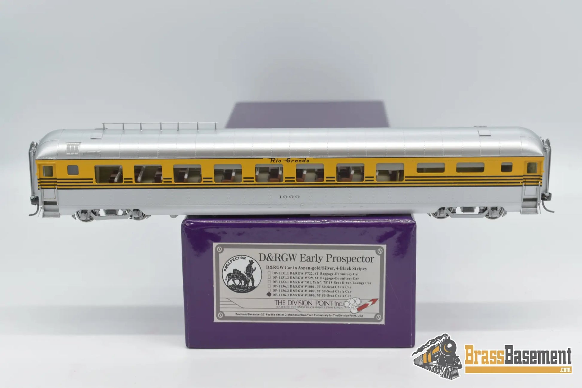 Ho Brass Div Dp 1136 Denver & Rio Grande Western Drgw 1000 Coach - Gold Passenger