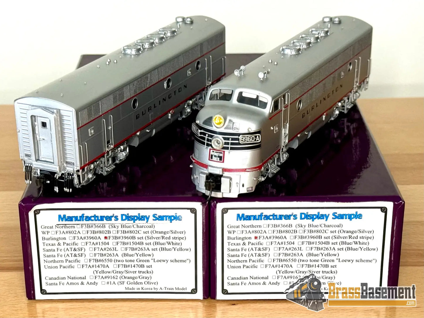 Ho Brass - Division Point Display Sample Cb&Q Burlington F3A #9960A & F3B #9960B Fp Mint Diesel