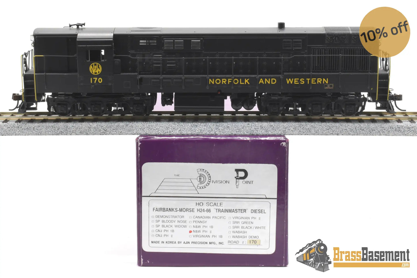 Ho Brass - Dp - Division Point Norfolk And Western Trainmaster Ph2 #170 Factory Paint Diesel