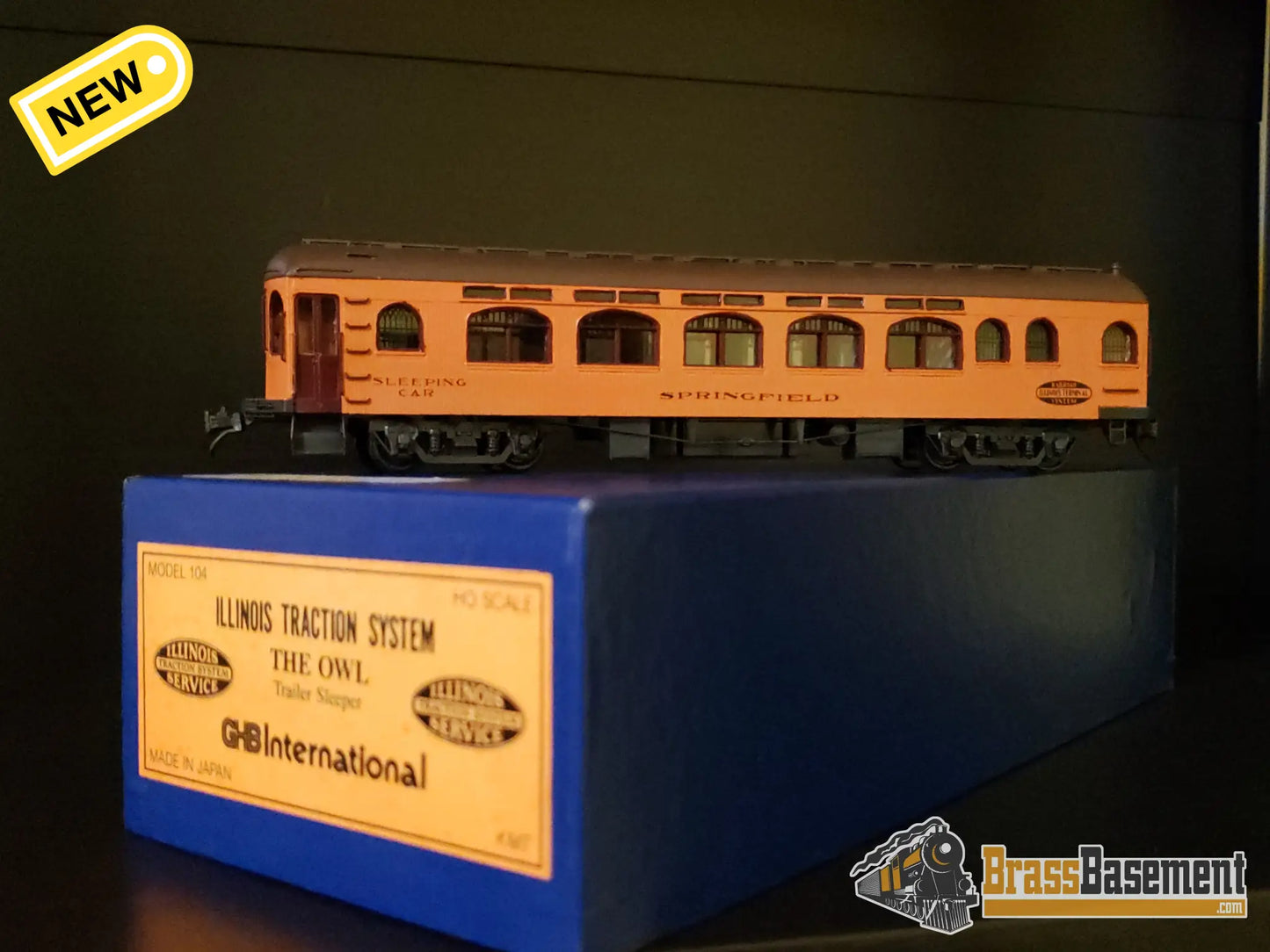 Budget Brass - HO GHB Illinois Traction ’The Owl’ Trailer Sleeper ’Springfield’ - Painted
