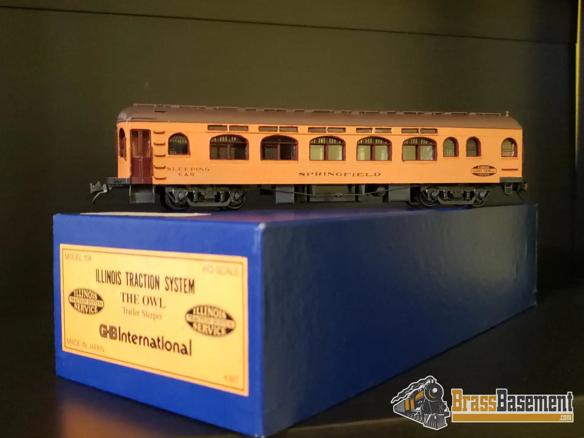 Budget Brass - HO GHB Illinois Traction ’The Owl’ Trailer Sleeper ’Springfield’ - Painted