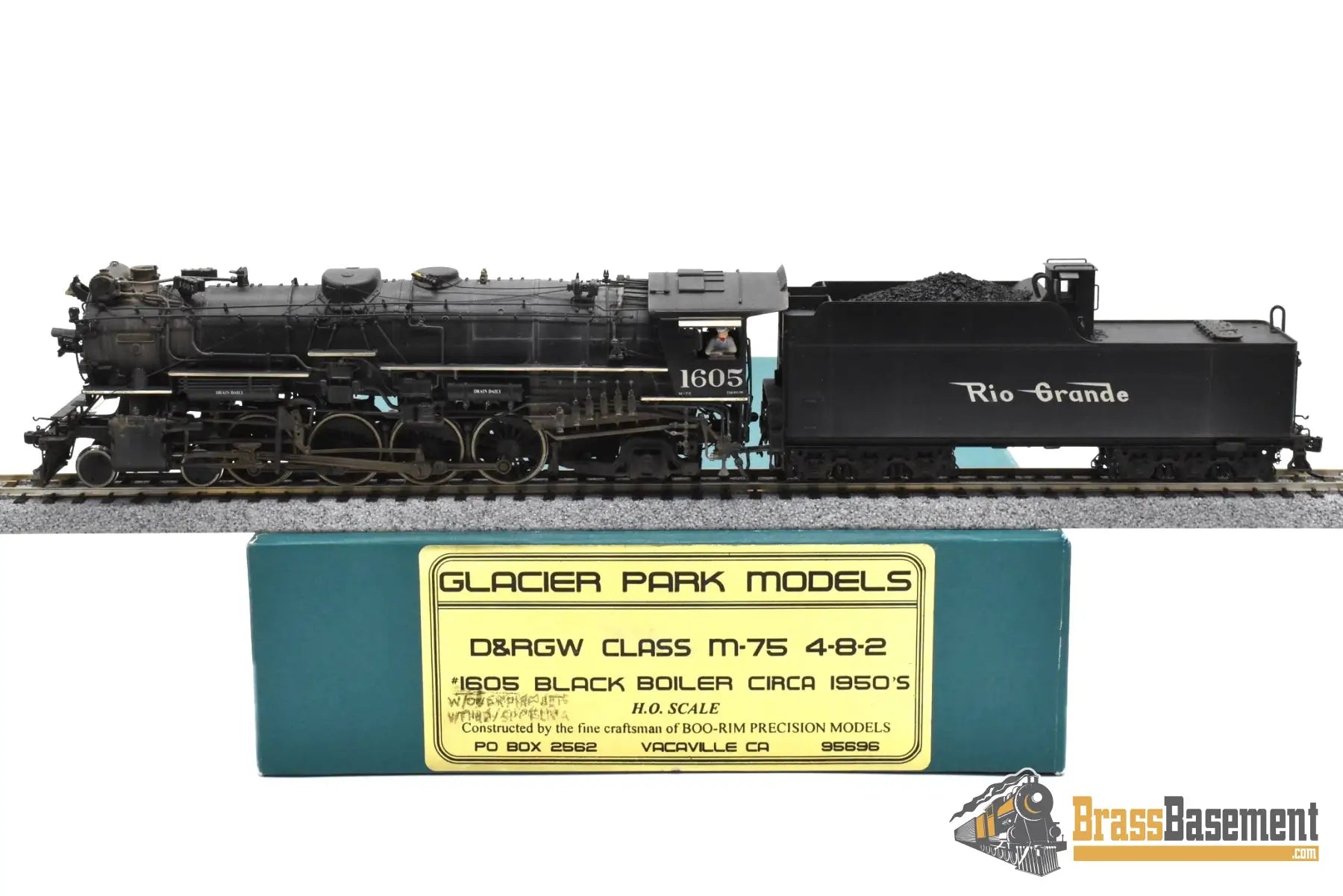 HO Brass - GPM D&RGW Rio Grande M-75 4-8-2 #1605 1950s - F/P Spoelma Weathering Steam