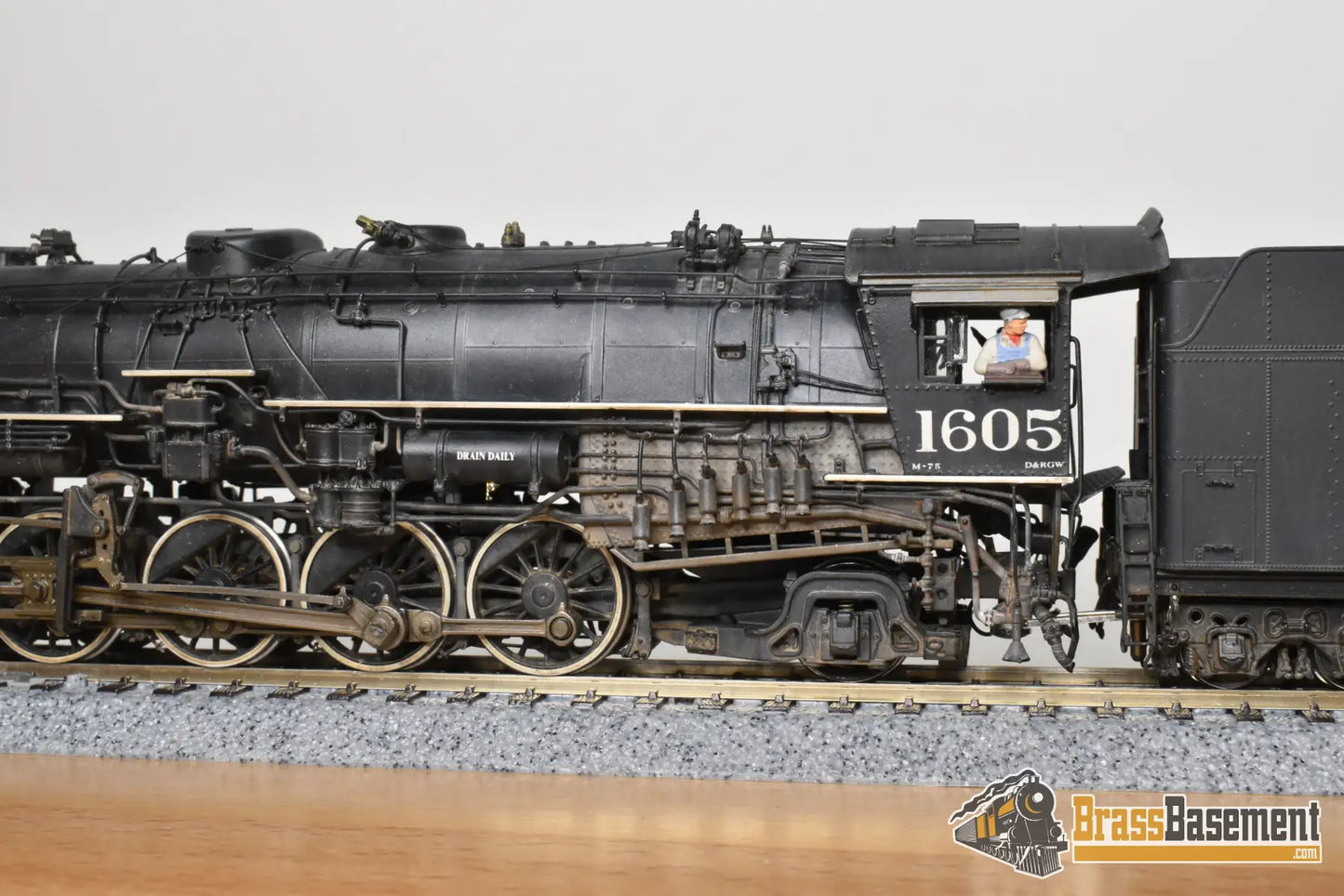 HO Brass - GPM D&RGW Rio Grande M-75 4-8-2 #1605 1950s - F/P Spoelma Weathering Steam