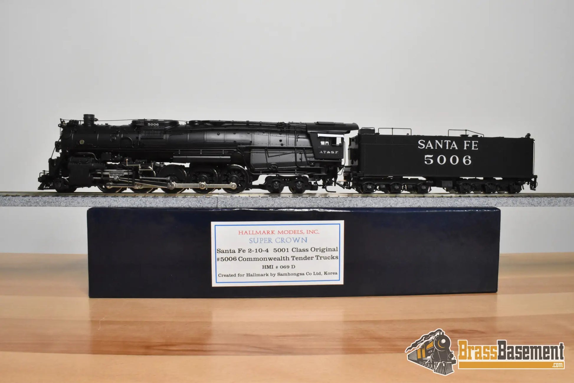 HO Brass - Hallmark 069D ATSF Santa Fe 2-10-4 #5006 - Samhongsa FP Commonwealth Tender Truck - Steam