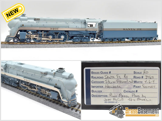 Ho Brass - Hallmark Atsf Santa Fe Blue Goose 4-6-4 #3460 Modified Skirts Samhongsa Fp Steam