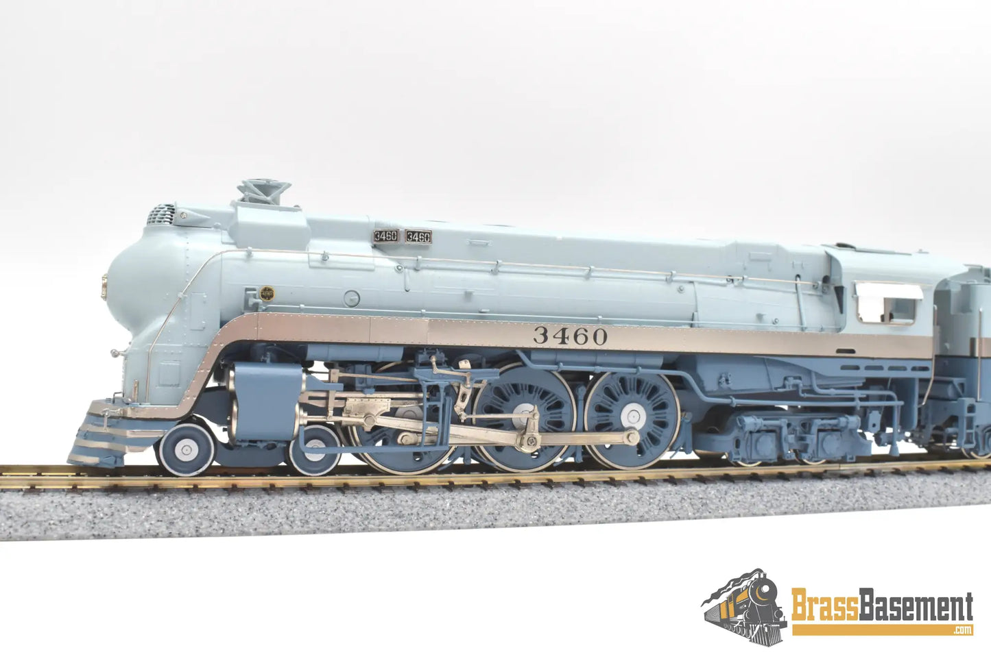 Ho Brass - Hallmark Atsf Santa Fe Blue Goose 4-6-4 #3460 Modified Skirts Samhongsa Fp Steam