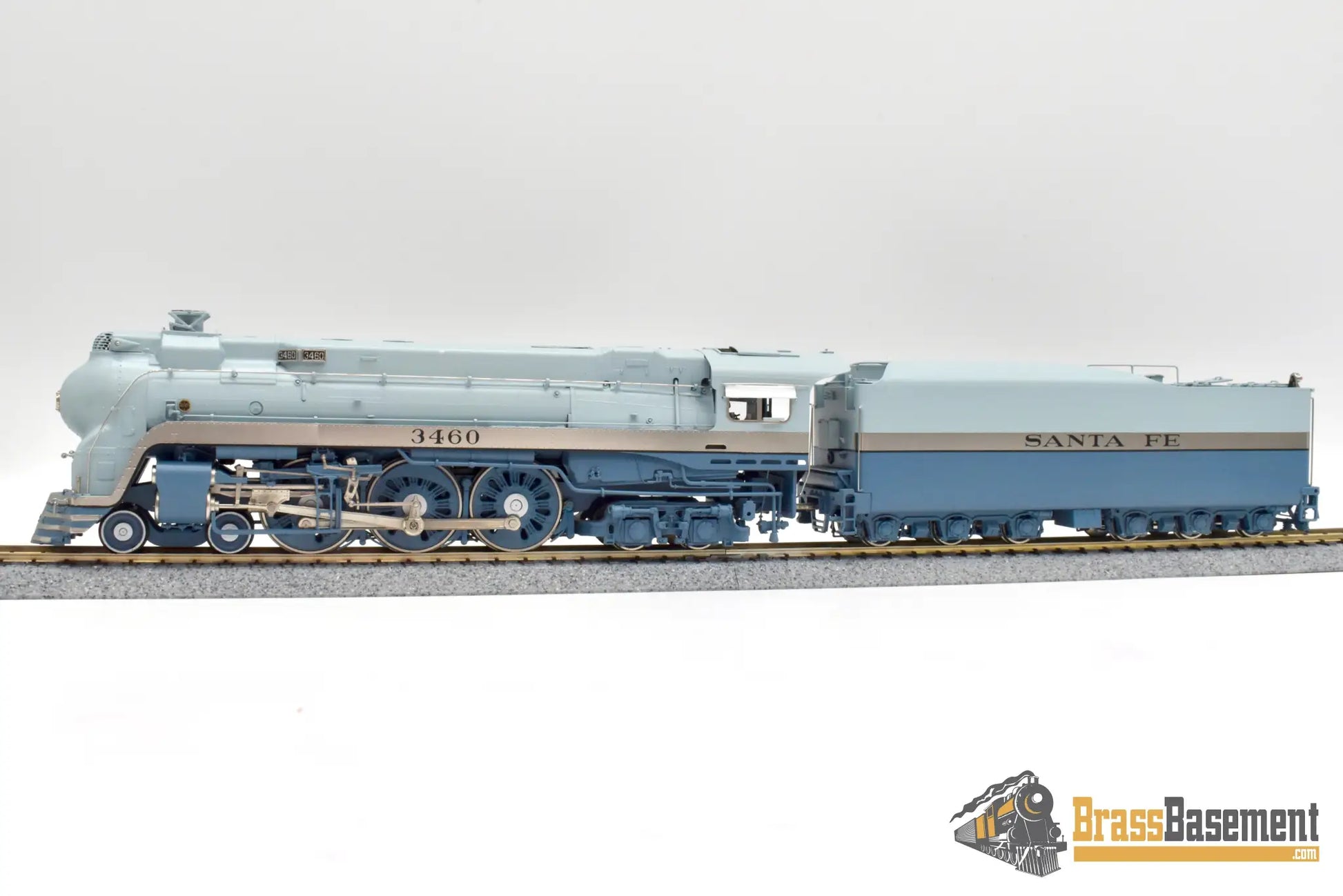 Ho Brass - Hallmark Atsf Santa Fe Blue Goose 4-6-4 #3460 Modified Skirts Samhongsa Fp Steam