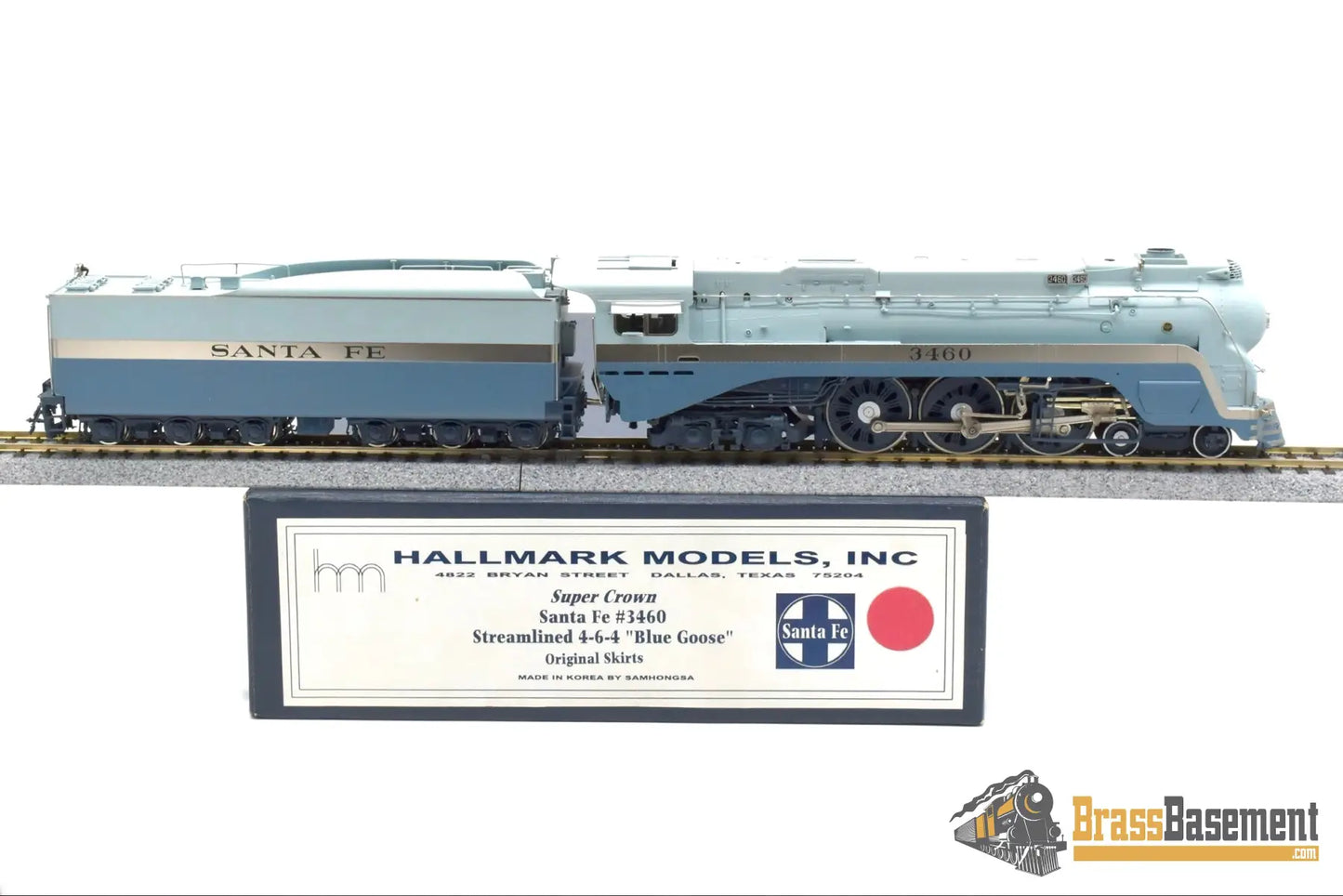 Ho Brass - Hallmark Atsf Santa Fe Blue Goose 4 - 6 - 4 #3460 Samhongsa Fp Steam