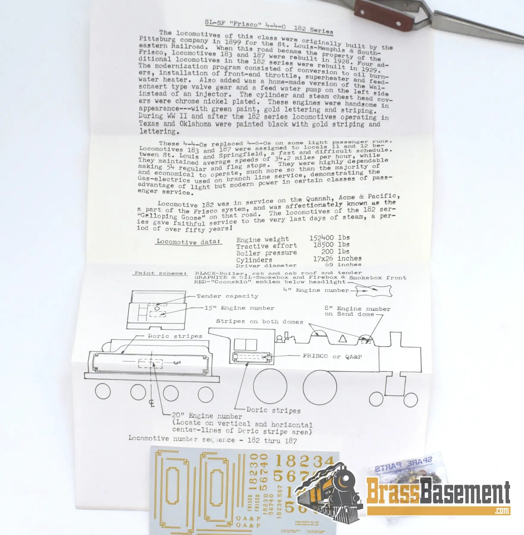 Ho Brass - Hallmark Frisco 182 - 187 Class 4 - 4 - 0 ’American’ Unpainted Steam