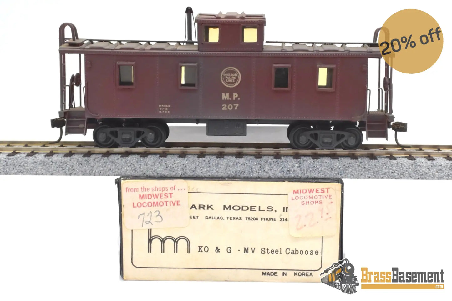 Ho Brass - Hallmark Missouri Pacific Mopac Mv Steel Caboose Custom Painted