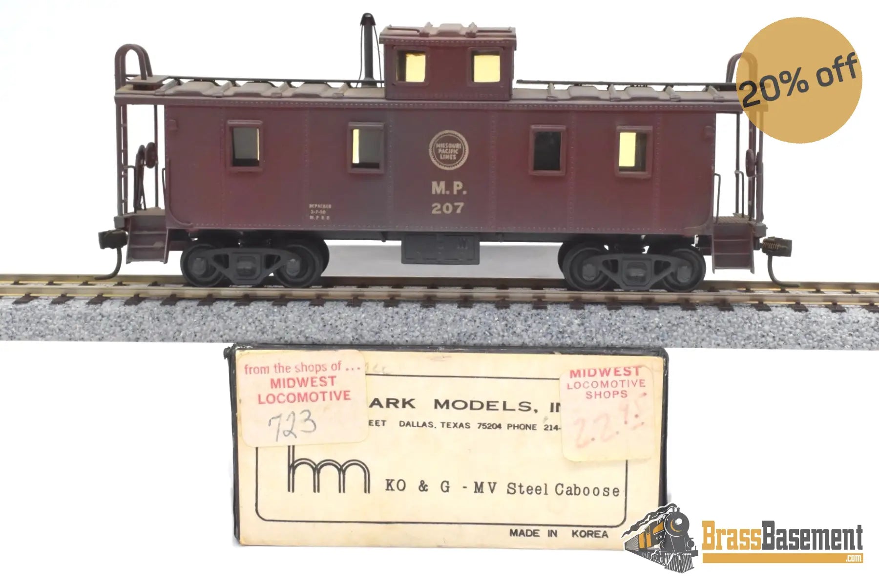 Ho Brass - Hallmark Missouri Pacific Mopac Mv Steel Caboose Custom Painted