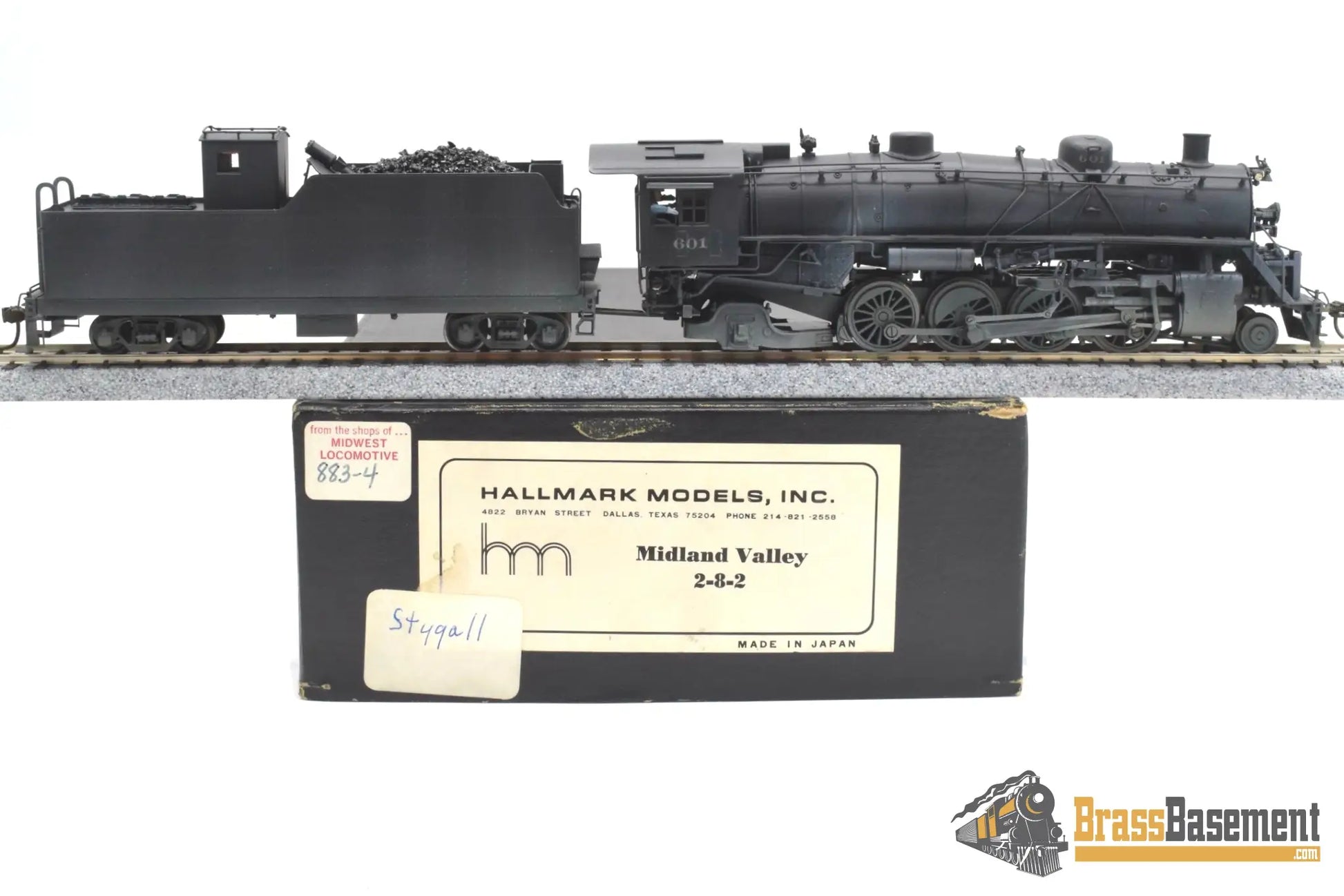 Ho Brass - Hallmark Models Midland Valley 2-8-2 #601 Nice Black Paint Steam