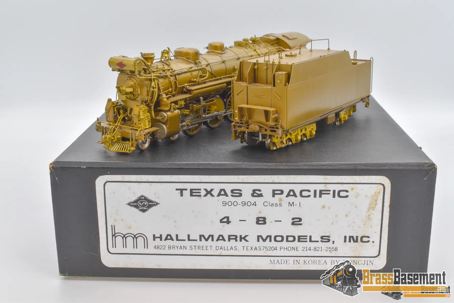 Ho Brass - Hallmark Texas & Pacific 4 - 8 - 2 With Elesco Fwh Unpainted Steam